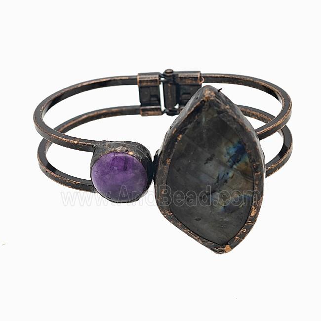 Gemstone Bracelet, Red copper Plated
