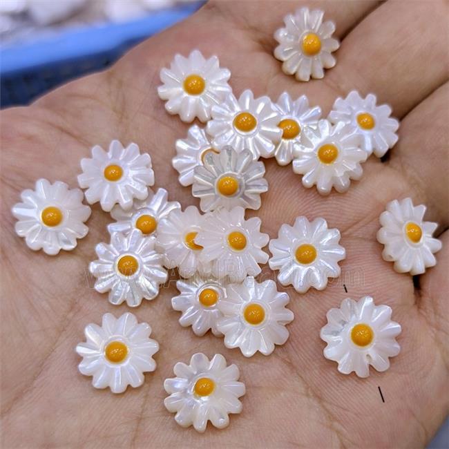 White MOP Shell Flower Beads