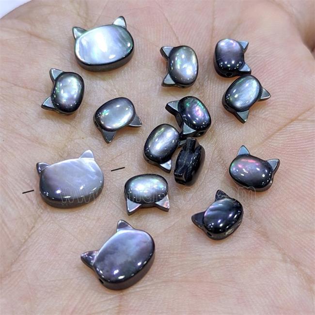 Black MOP Shell Cat-header Beads Dye