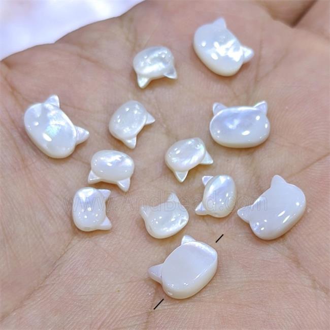 White MOP Shell Cat-Header Beads