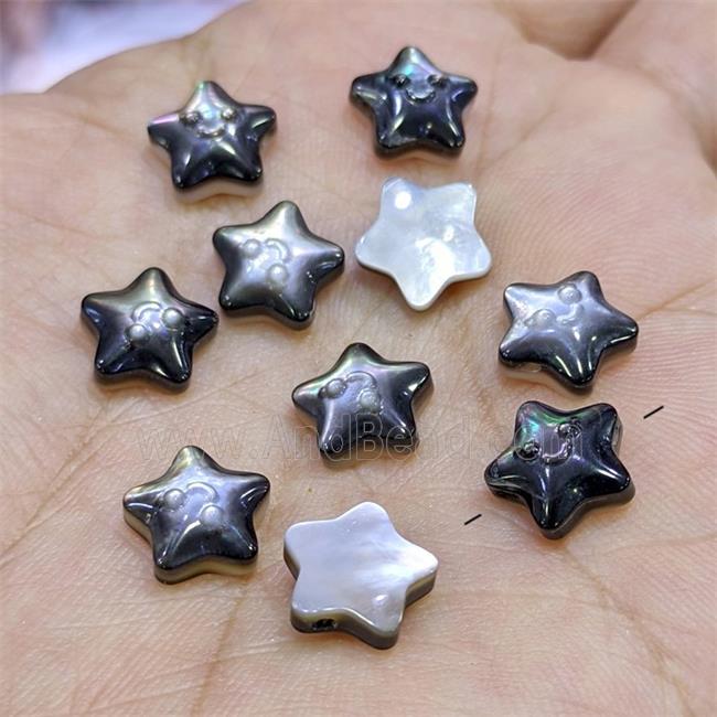 Black MOP Shell Star Beads Smileface Dye