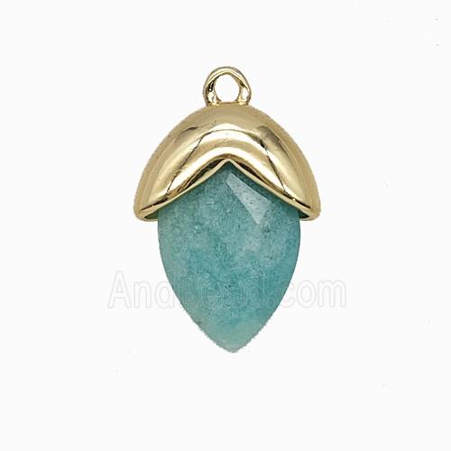 Green Amazonite Oval Pendant Copper Gold Plated