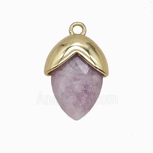 Lavender Kunzite Oval Pendant Copper Gold Plated