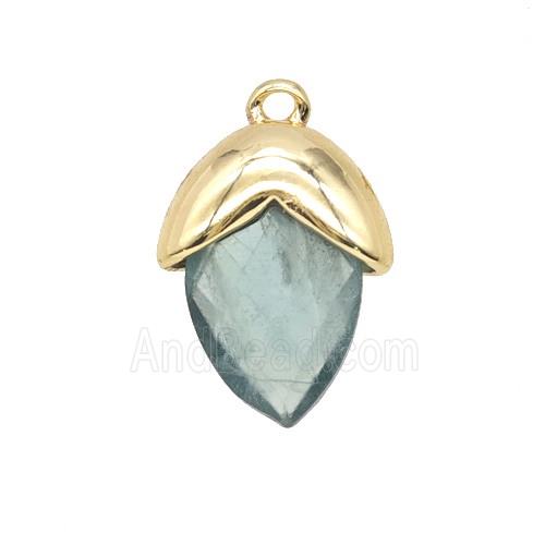 Green Fluorite Oval Pendant Copper Gold Plated
