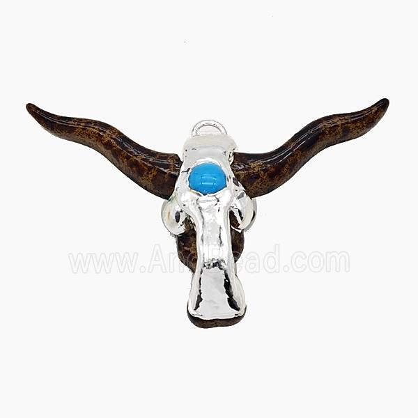 Resin Bull-head Pendant Shiny Silver