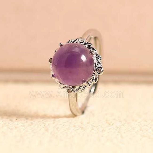 Purple Amethyst Copper Rings Platinum Plated