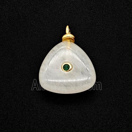 White Jade Triangle Pendant Pave Zirconia