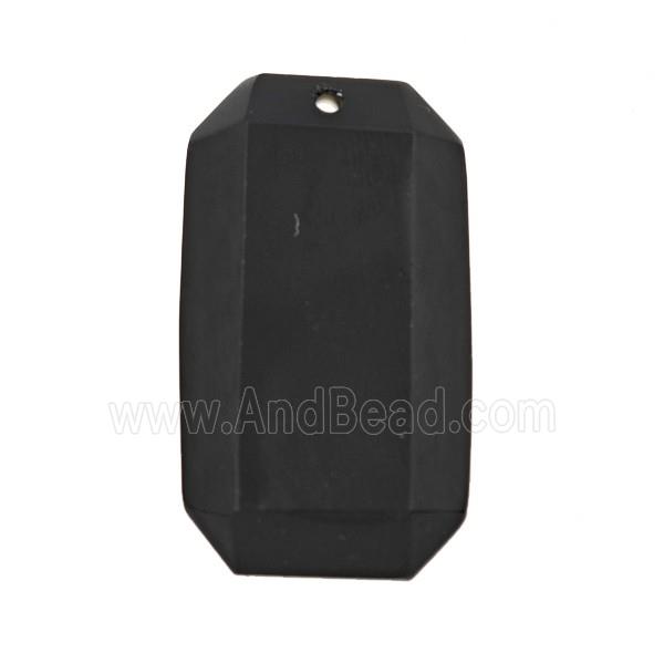 Natural Black Obsidian Rectangle Pendant Faceted