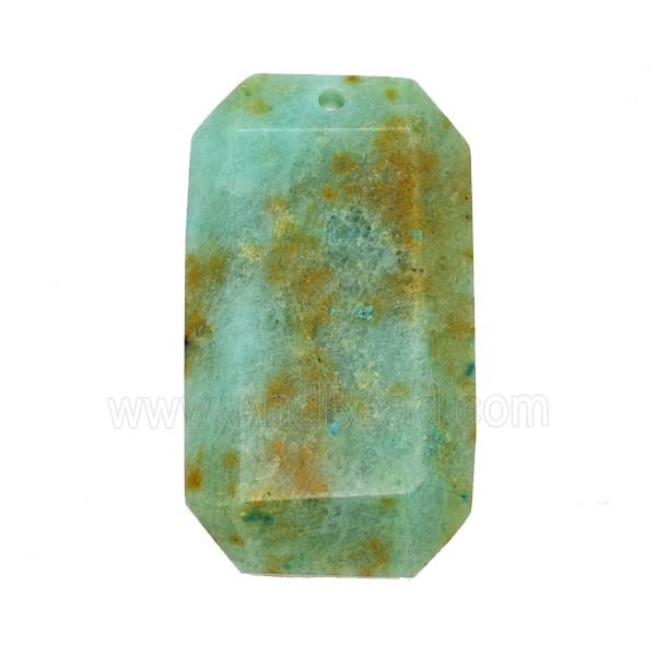Natural Green Australian Chrysoprase Rectangle Pendant Faceted