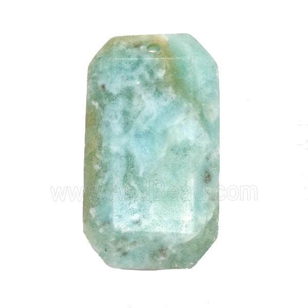 Green Amazonite Rectangle Pendant Faceted
