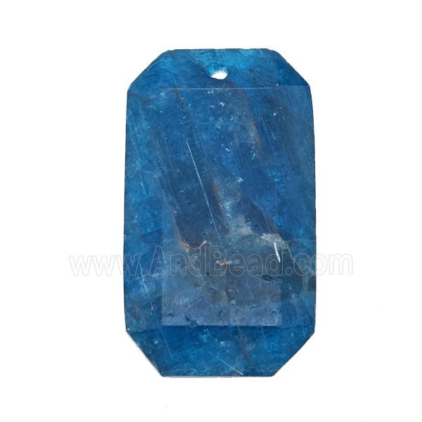 Natural Blue Apatite Rectangle Pendant Faceted