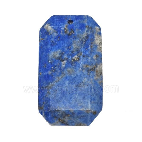 Natural Blue Lapis Lazuli Rectangle Pendant Faceted