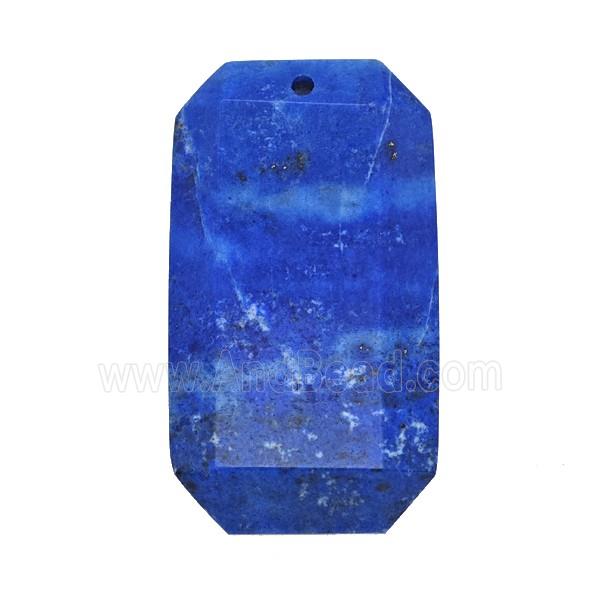 Natural Blue Lapis Lazuli Rectangle Pendant Faceted