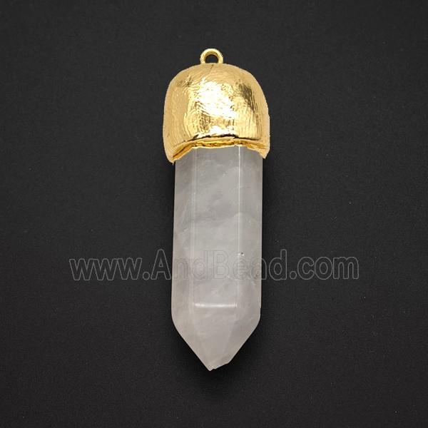 Clear Quartz Prism Pendant Gold Plated