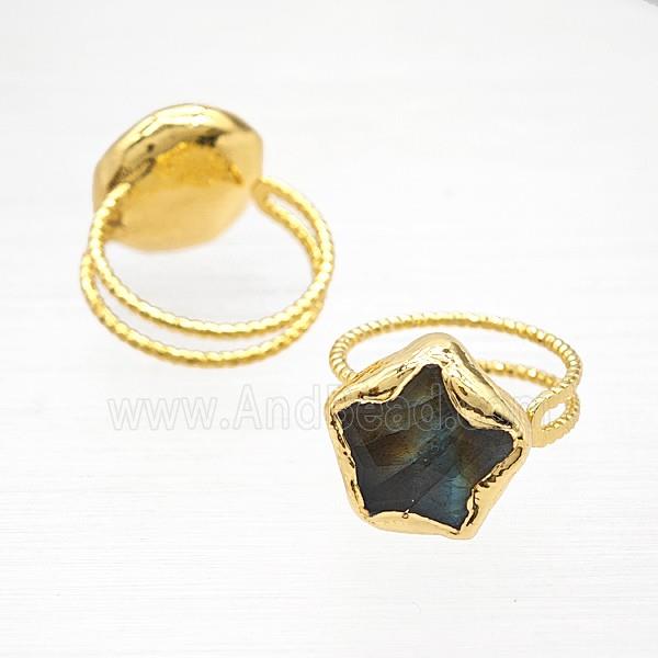 Labradorite Star Rings Copper Gold Plated