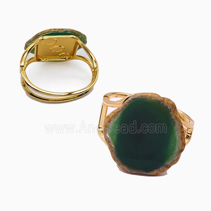 Green Dye Agate Copper Bangle Gold Plated