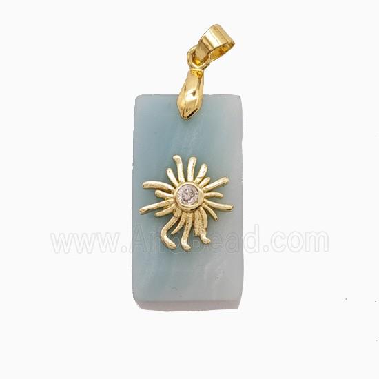 Chinese Amazonite Rectangle Pendant With Copper Sun