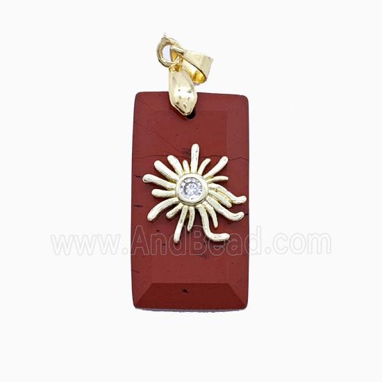 Red Jasper Rectangle Pendant With Copper Sun