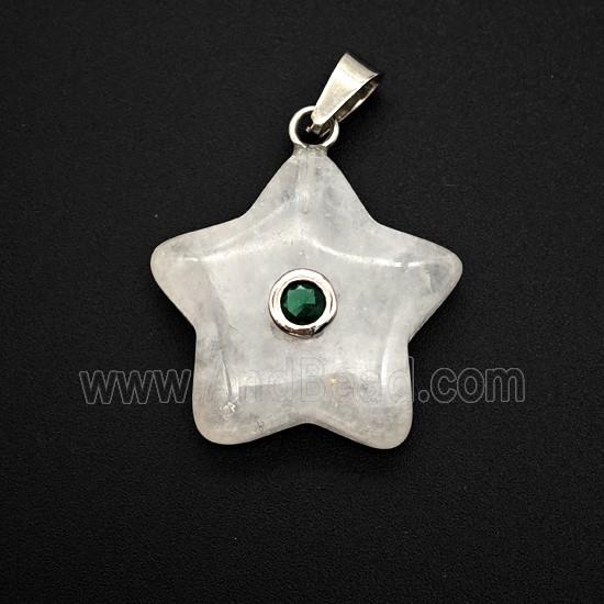 Clear Quartz Star Pendant Pave Zirconia