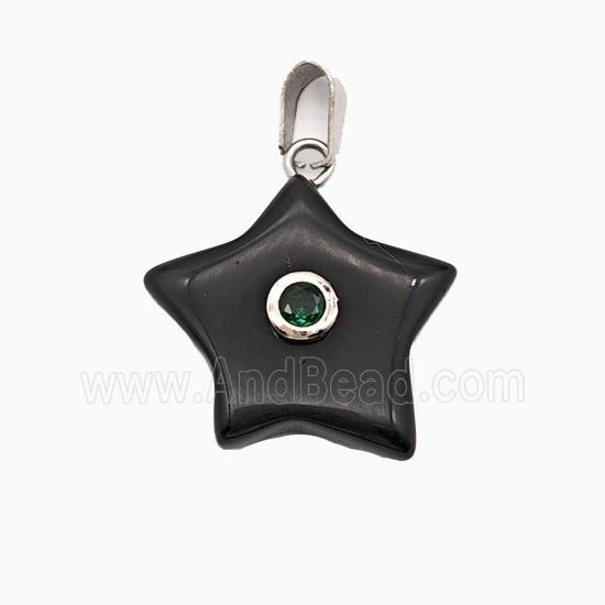 Black Obsidian Star Pendant Pave Zirconia