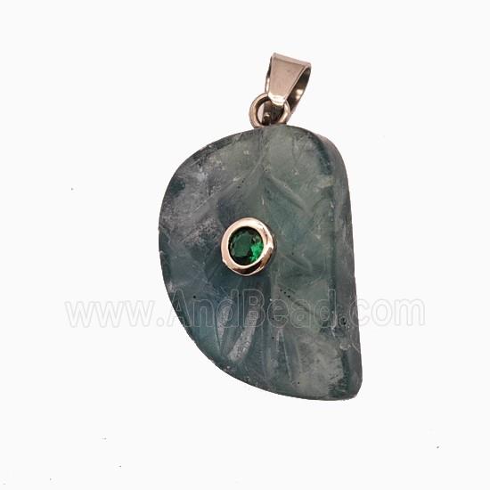 Fluorite Leaf Pendant Pave Zirconia