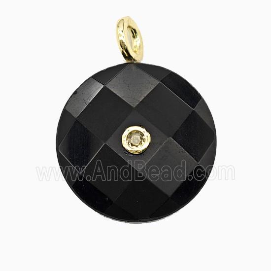 Black Obsidian Sun Pendant Pave Zirconia