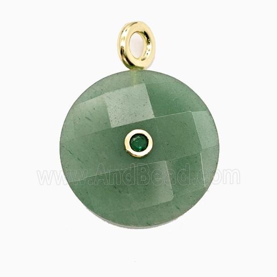 Green Aventurine Sun Pendant Pave Zirconia