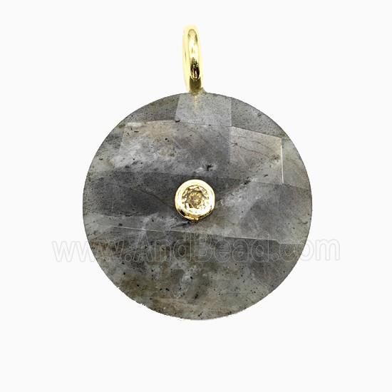 Labradorite Sun Pendant Pave Zirconia