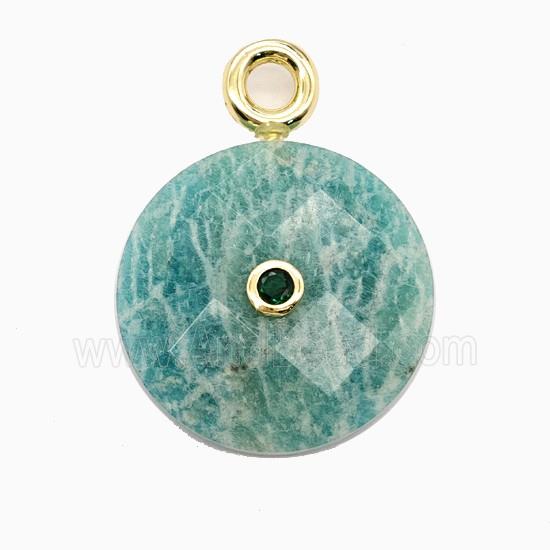 Green Amazonite Sun Pendant Pave Zirconia
