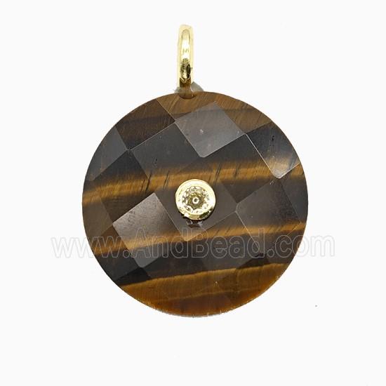 Tiger Eye Stone Sun Pendant Pave Zirconia