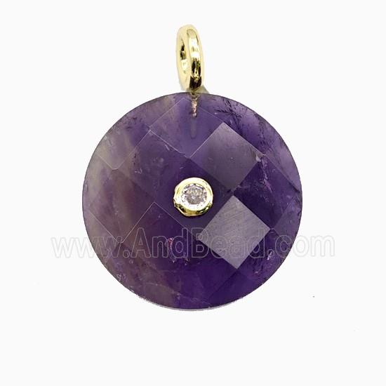 Purple Amethyst Sun Pendant Pave Zirconia