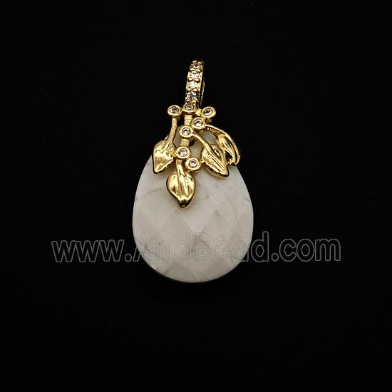 White Howlite Turquoise Teardrop Pendant