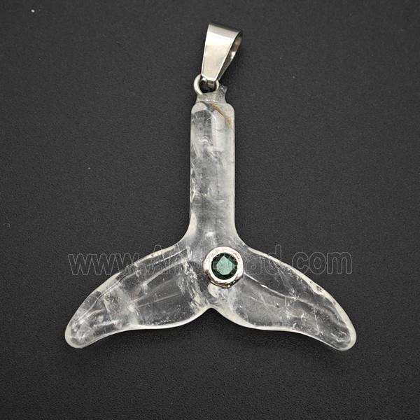 Clear Quartz Mermaid-Tail Pendant Pave Zirconia