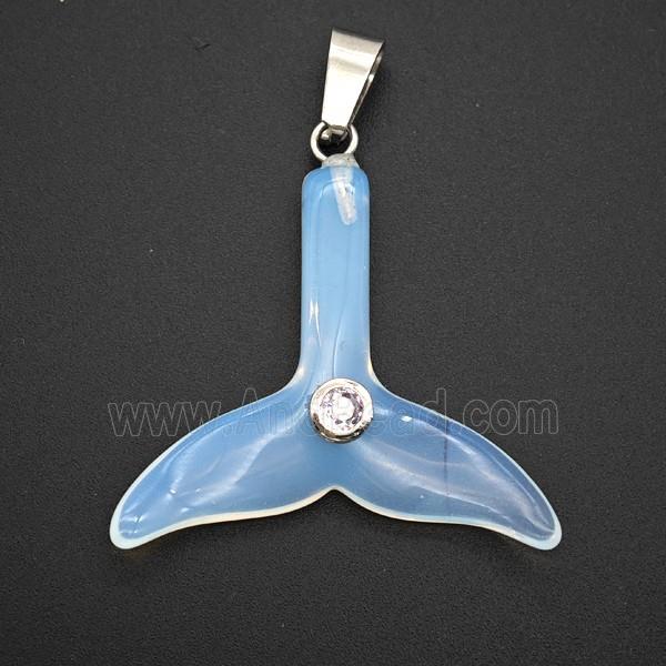 Opalite Mermaid-Tail Pendant Pave Zirconia