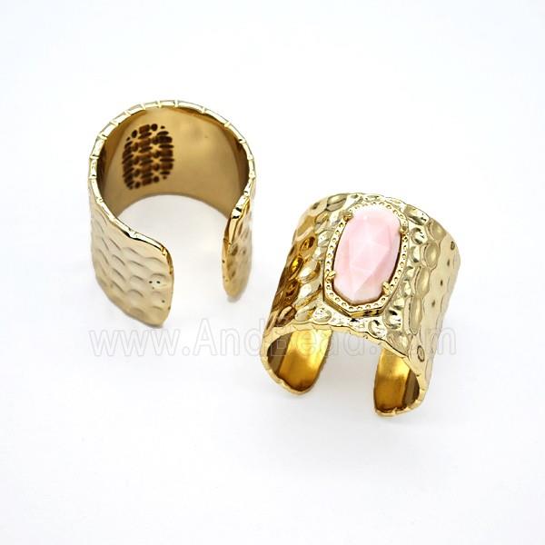 Pink Queen Shell Copper Rings Gold Plated