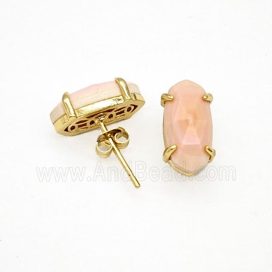 Pink Queen Shell Copper Stud Earrings Gold Plated