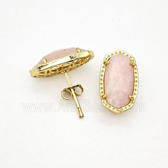 Gemstone Earring Studs, Gold Plated