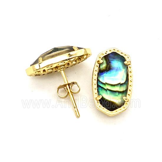 Gemstone Earring Studs, Gold Plated