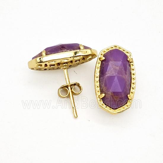 Gemstone Earring Studs, Gold Plated