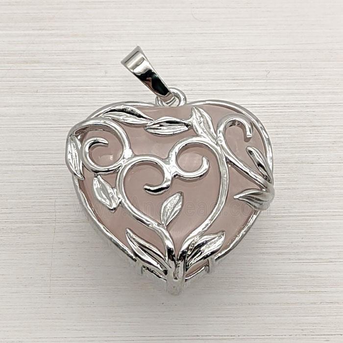 Pink Rose Quartz Heart Pendant
