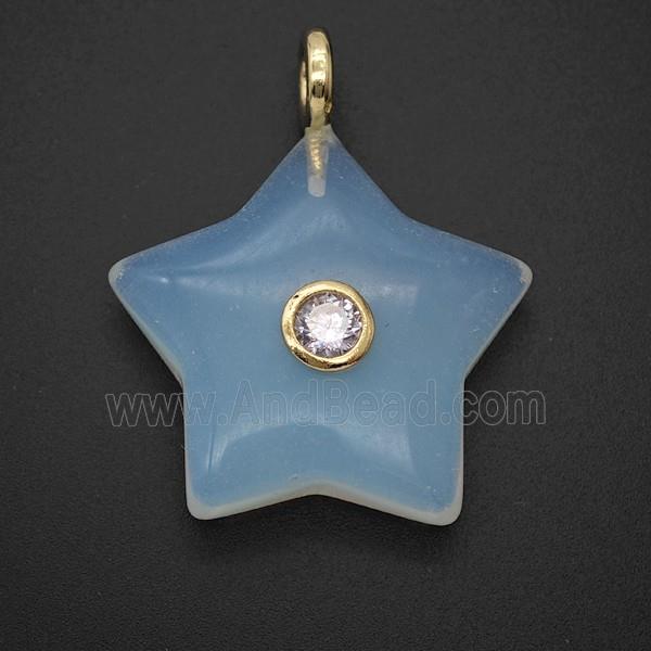 Opalite Star Pendant Pave Zirconia