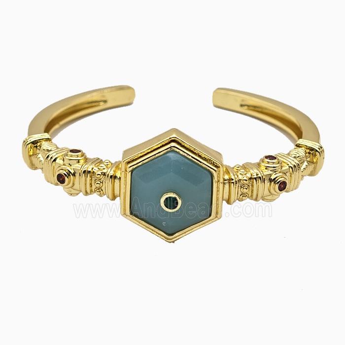 Copper Bangle Pave Amazonite Gold Plated