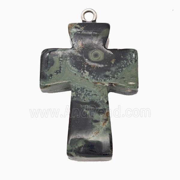 Green Kambaba Jasper Cross Pendant