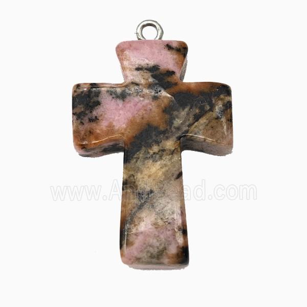 Chinese Rhodonite Cross Pendant