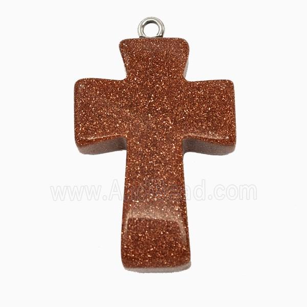 Golden Sandstone Cross Pendant
