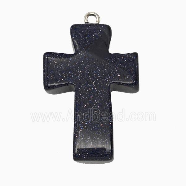 Blue Sandstone Cross Pendant