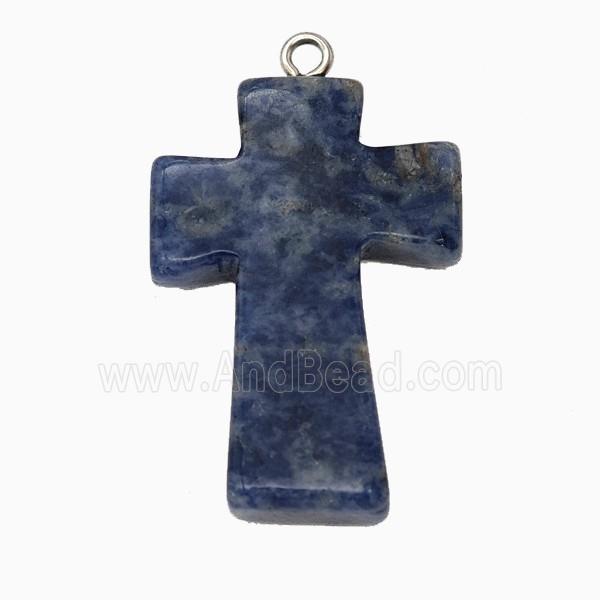 Blue Dalmatian Jasper Cross Pendant