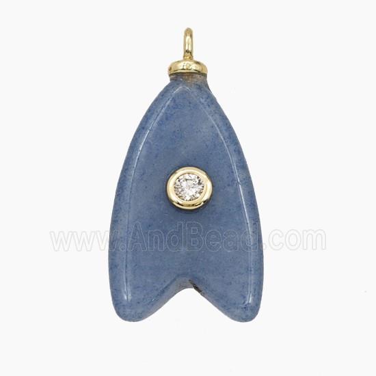 Blue Aventurine Shark-Tail Pendant Pave Zirconia