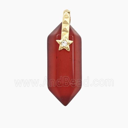 Red Dye Agate Bullet Pendant