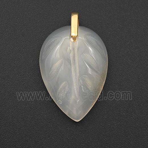 White Agate Leaf Pendant